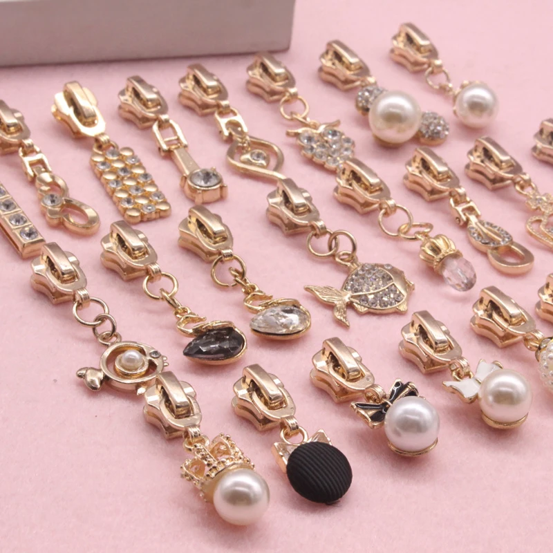 1PCS 5# Pearl Zipper Slider Puller Head For Metal Zip Repair Kit Closure Bags Suitcase Clothing Sew Accessories P062