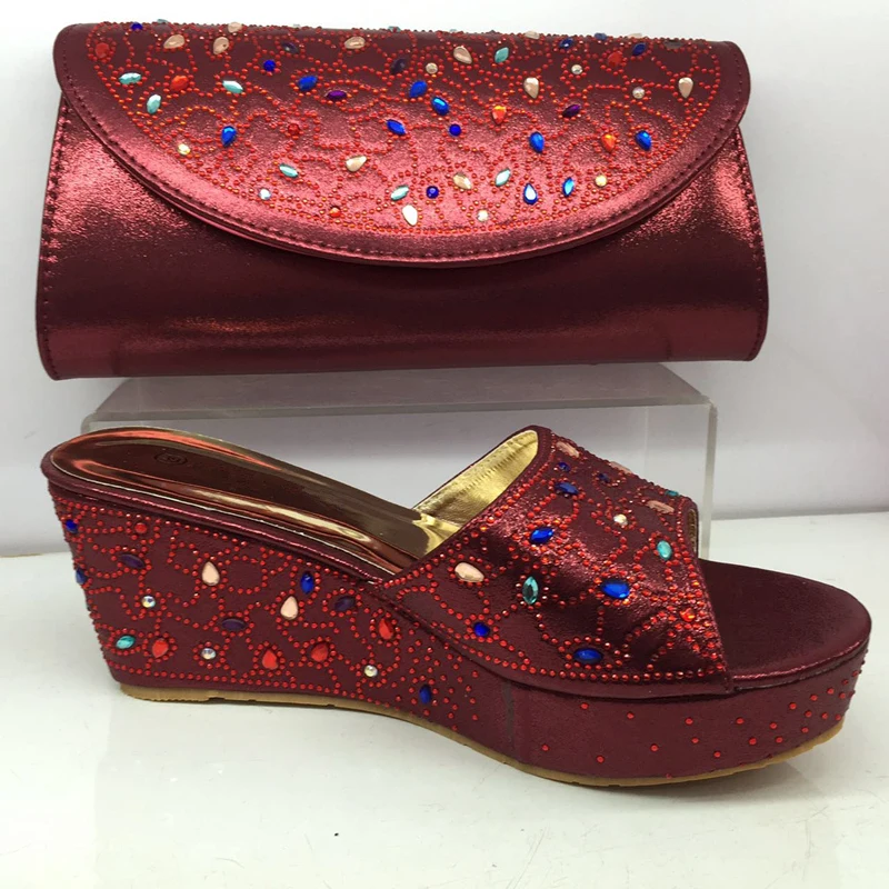 Sales In Women Matching Shoes and Bag Set Decorated with Rhinestone