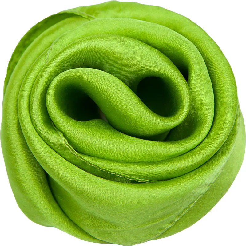 2 шт Шелковый платок Шелковый женский шарф однотонная цветная бандана Массовая платок маленький квадратный шелковый шарф - Цвет: Зеленый