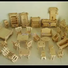 34 шт./компл. DIY 1:12 Кукольный дом мини миниатюрная мебель образовательный Кукольный дом игрушечная мебель 3d деревянные головоломки Строительство Модель игрушки