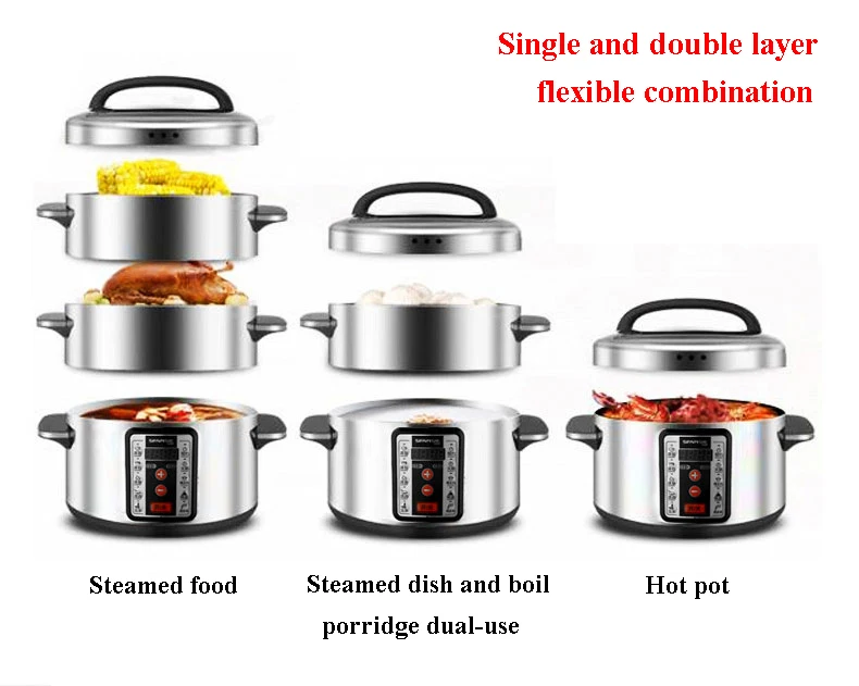 Электрический отпариватель Multi-function бытовой большой емкости кастрюли-пароварки два-слойный клетка SMS-32D