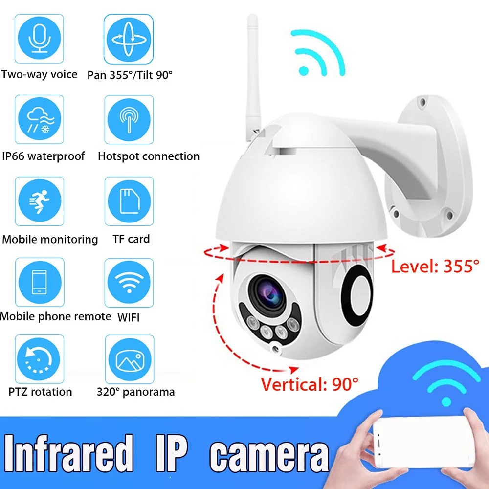 

Full HD 1080P IP Camera Outdoor Waterproof WiFi Exterior Home Camera IP IR Wireless Camera Night Vision PTZ Mobile View
