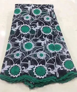 

French Net Lace Fabric 2019 Latest African Guipure Lace Fabric with Embroidery Mesh Green Swiss Voile Nigerian Tulle Lace Fabric