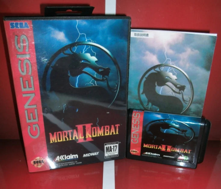 Игровой картридж Mortal Kombat 2-MD Крышка США с коробкой и руководством для игровой