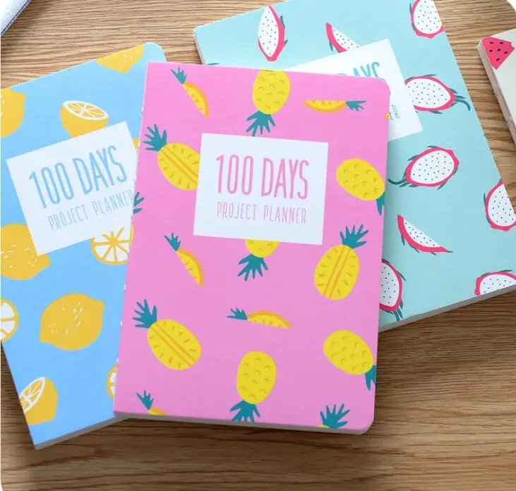 

Lovely Korean fashion agenda 100 DAYS PROJECT PLANNER 128 pages 18.5*12.8cm retail free shipping 2017 students office gift