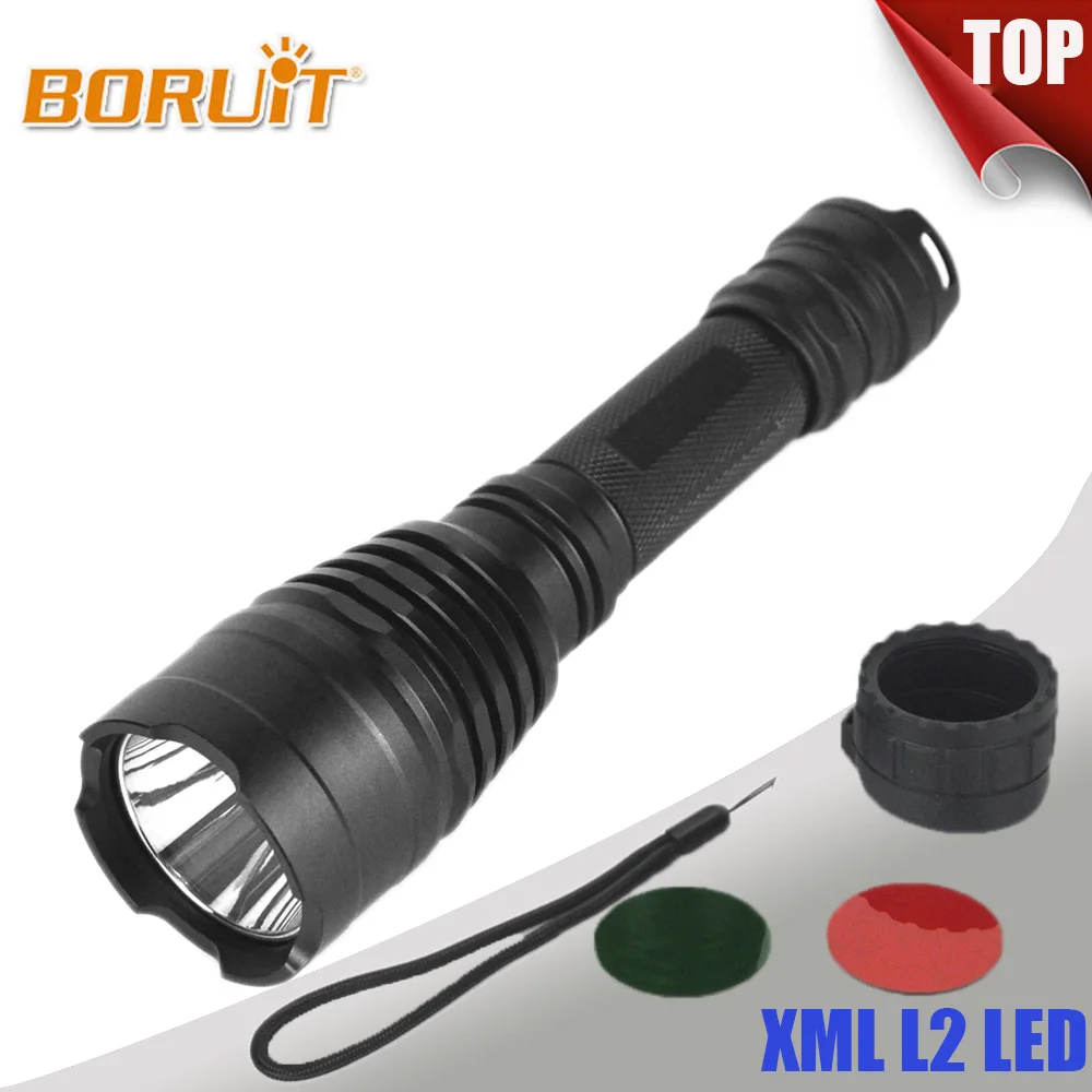 

BORUIT 1200 Lumen XPE LED Flashlight 3 Light Colors 1 Mode Falshlamp 18650 Battery Falsh Torch For Fishing Hunting Free shipping