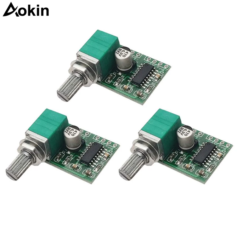 

AOKIN Mini PAM8403 DC 5V 2 Channel USB Digital Audio Amplifier Board Module 2 * 3W Volume Control with Potentiometer