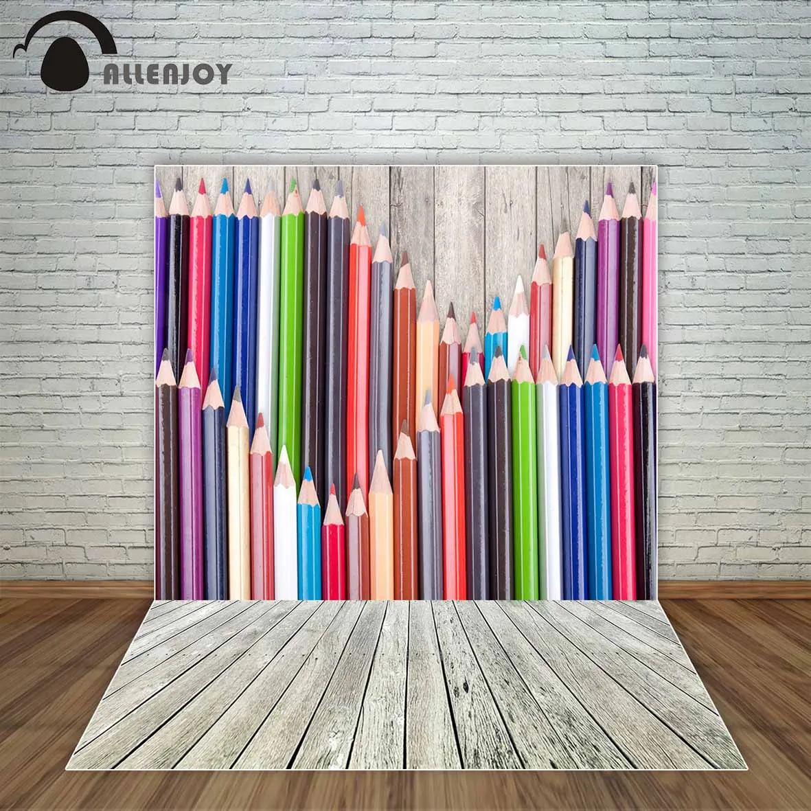 

Allenjoy colorful pencils on wooden board background vintage color tone artist school backdrop kids photocall fund photo booth