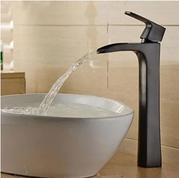 New arrival waterfall faucet bathroom basin faucet black oil-rubbed bronze sink faucet deck mounted sink mixer water tap