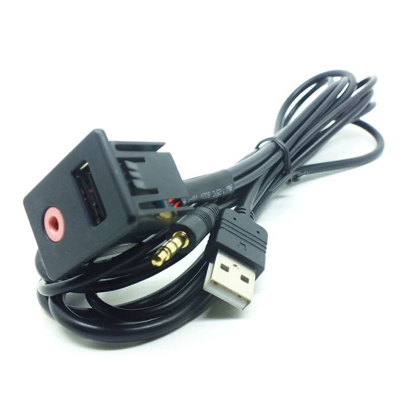 New Car 3.5mm AUX Headphone Flush Mount Audio Modification Panel Input Adapter Kit