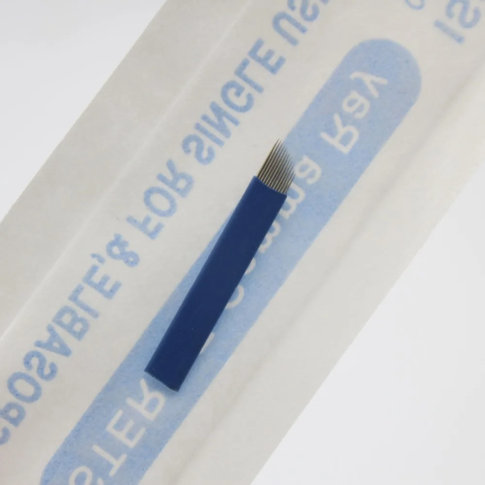 

100 Pcs 0.2mm 12 Needles Eyebrow Tattoo Manual Blade Permanent Makeup Microblading Needle 3D Eyebrow Tattoo Microblading