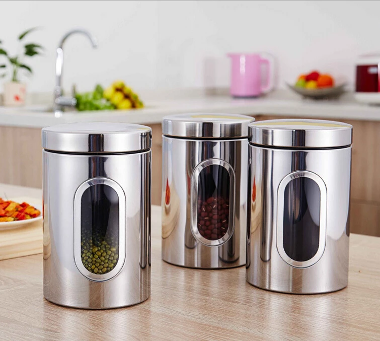 Por Kitchen Containers Storage Glax Free Shipping 3pcs Lot Stainless Steel Kitchen Storage Containers Very Good Quality Vacuum Tea