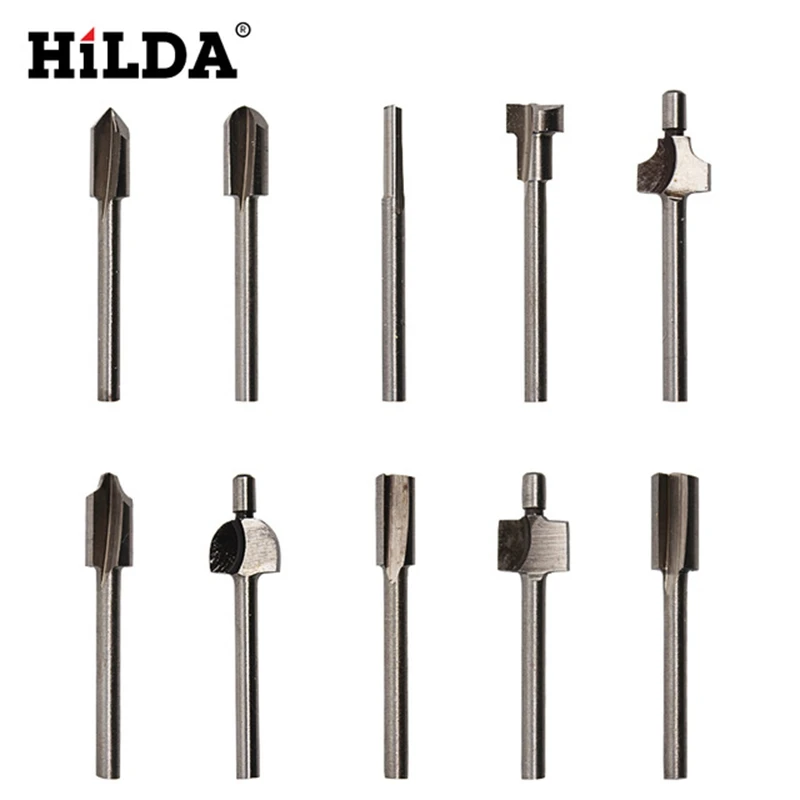 HILDA 10 шт./лот 1/8 мини Хвостовик HSS столярные фрезы подходят Dremel роторные инструменты деревообрабатывающие фрезы Фрезы