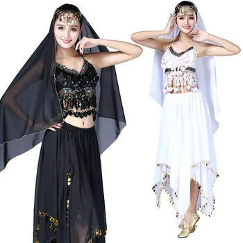 

Belly dance costumes women Indian Bollywood dancing clothes Egyption Egypt Bellydance performances 3 pcs/Set (top+skirt + veil)