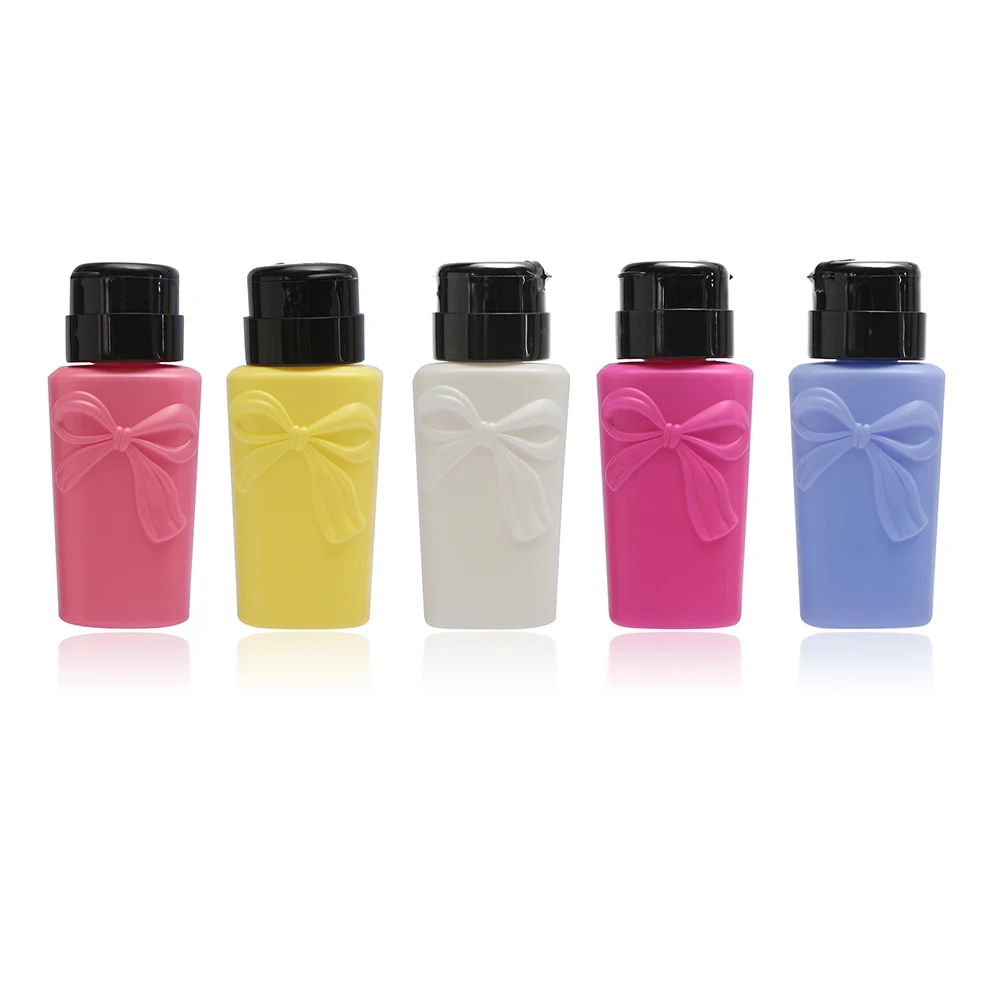

1PC Pump Bow Press Empty Nail Polish Dispenser Bottles Remover Cleaner Make Up Refillable Container Atomizer Spray Bottle