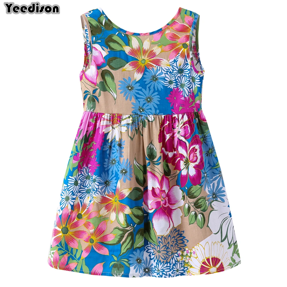 Yeedison Flower Baby Girls Dress Summer Casual Toddler Kids Vest Dresses For Girls 2018 Beach Party Dress Child Princess Costume (1)