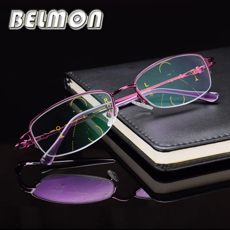 

BELMON Reading Glasses Women Multi-Focal Progressive Eyeglasses Presbyopic Ladies Female Eyewear +1.0+1.25+1.50+1.75+2.00 RS284