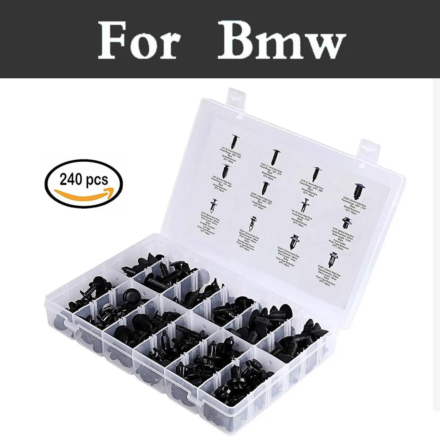 

240x Push Fits Most Models Plastic Storage Case Rivets For Bmw E36 E38 E39 E46 E52 E53 E60 E61 E63 E90 F30 F10 Body Clips