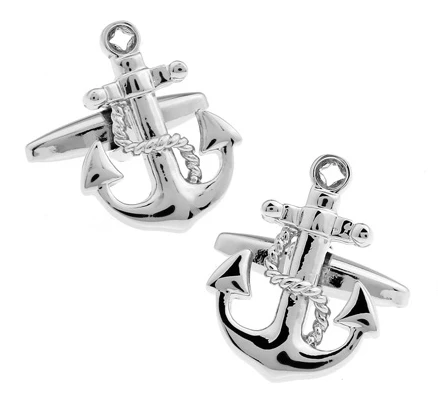 

New Arrival High Quality Gifts for Men Designer Cuff links Copper Material Silver Colour Anchors Design CuffLinks Free Shipping