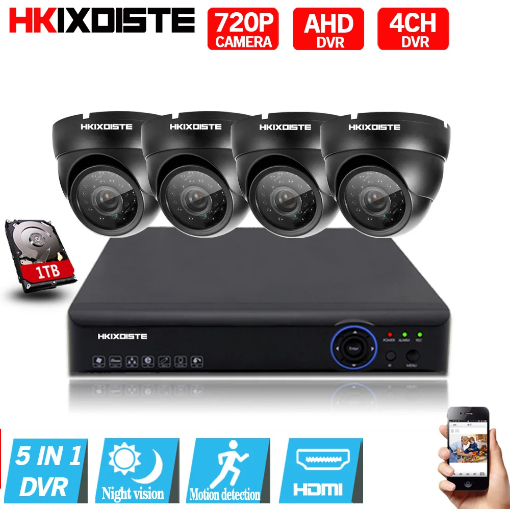

1080P HDMI DVR 2000TVL 720P HD Indoor Home Security Camera System 4CH CCTV Video Surveillance DVR Kit AHD Camera Set Email Alert