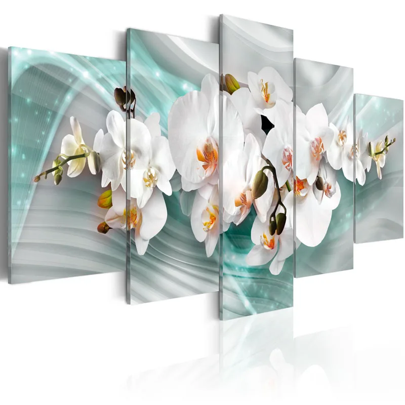5 Pieces Hd Wall Art Fresh White Magnolia Flower Abstract Blue Background Canvas Home Decoratives Paintings Framed Pjmt 27 Wall Art Painting Framedecorative Painting Aliexpress