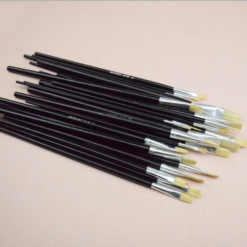 24 Pz/Set Artisti Maiale Setola Pennello Pittura Ad Olio Pennello Gouache Pennello Di Colore Di Acqua Per Bambini Fai Da Te Disegno Di Arte Strumenti 