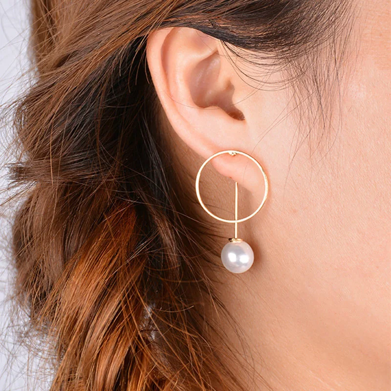 New Fashion Korean Style Geometric Round Stud Earrings for Women