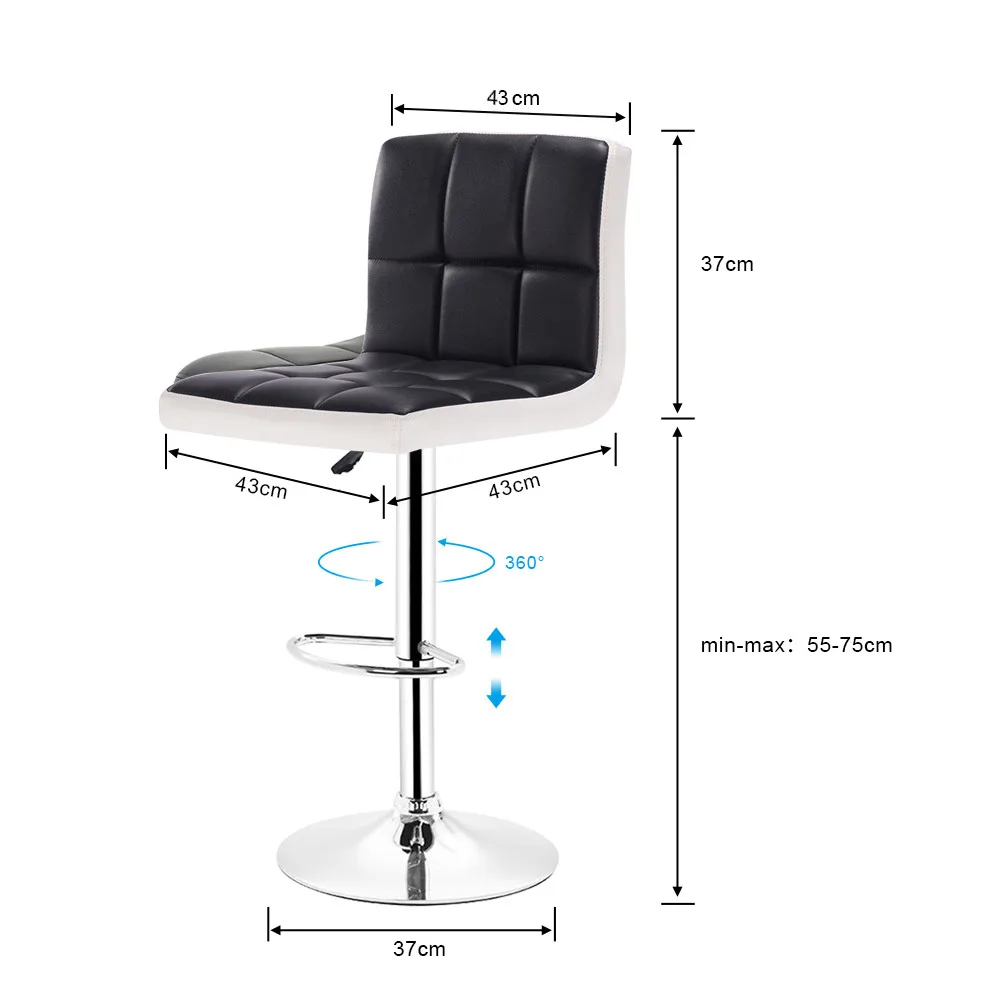 2 шт./компл. Современный барный стул Черный и белый Искусственная кожа барный стул с регулировкой по высоте, стул с подъемным механизмом бар кресло Giovanni для De бар FR HWC