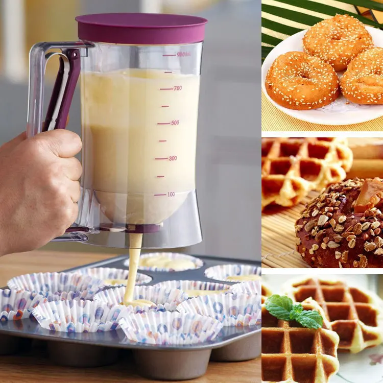 

900ml Baking Essentials Tool Cup Cake Pancake Muffin Dough Dispenser Funnel batter Cream Separator Valve Measuring new arrival