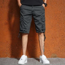 Летние повседневные шорты Карго, мужские хлопковые шорты с карманами, большие размеры, черные, хаки, мужские уличные шорты, бермуды, Карго, гавайская одежда, повседневная одежда