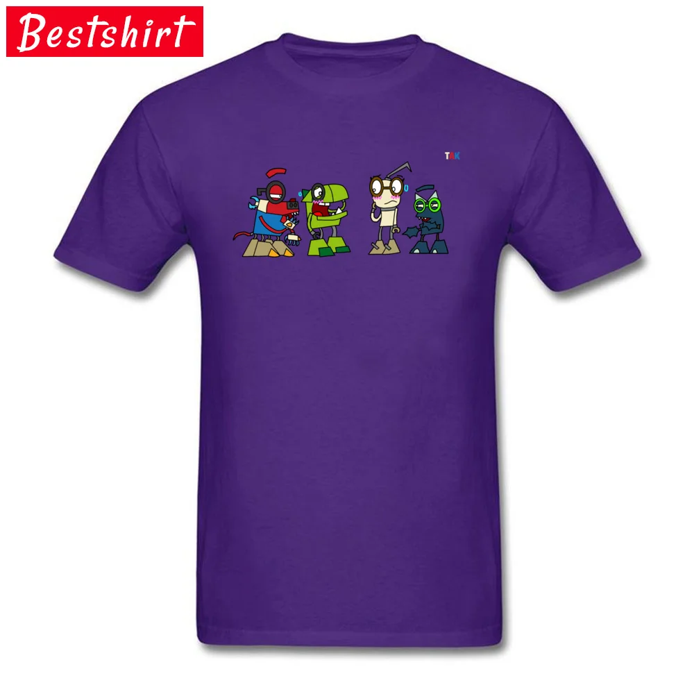 Cartoon mixeltime VALENTINE DAY Pure Cotton Crew Neck Tops Tees Short Sleeve Simple Style Tops & Tees Dominant Cool T Shirt Cartoon mixeltime  purple