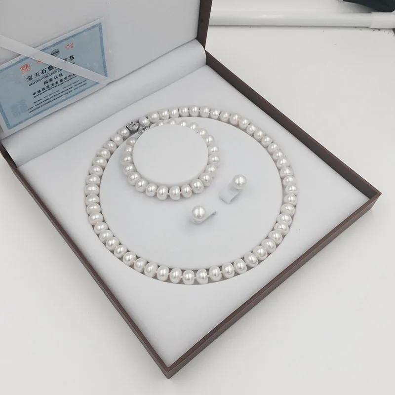 Natural freshwater pearls jewelry set with necklace earring and bracelet (13)