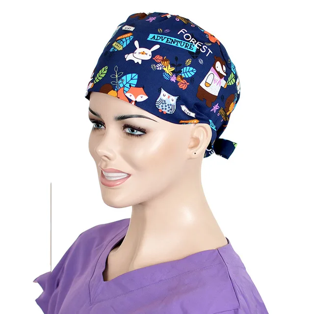 Navy Tiger Doctor Medical Hats OR Scrub Caps Surgical Surgeon's Hat in