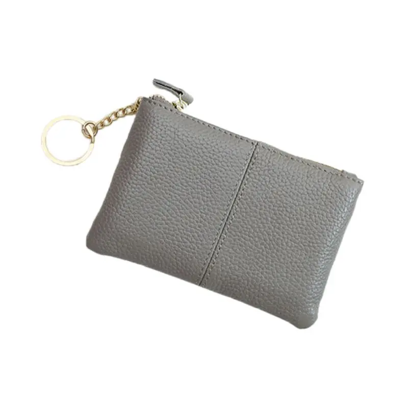 

Portable Genuine Leather Coin Card Key Ring Wallet Pouch Mini Purse Zipper Small Change Bag