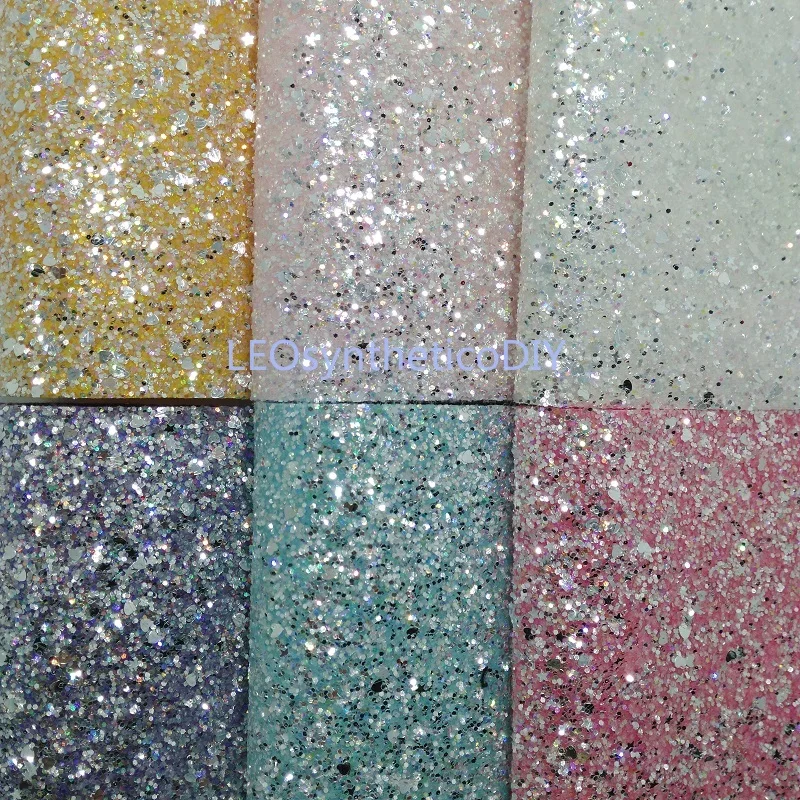 

1PC 21X29CM Chunky Glitter Leather with Stars and Hearts For Making Bows Accessories LEOsyntheticoDIY T113