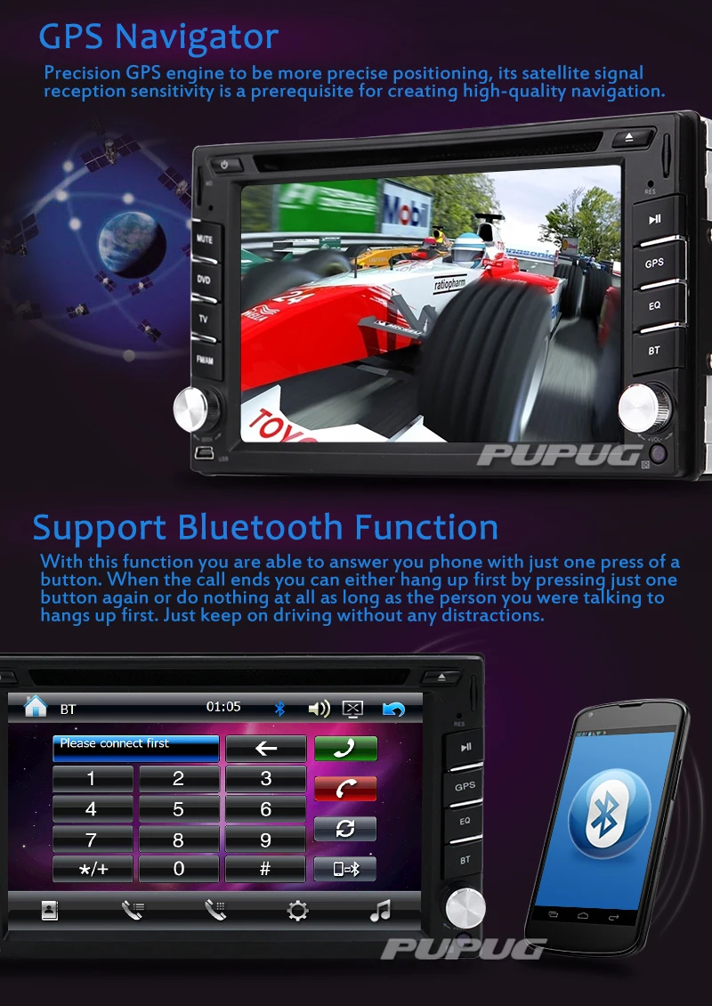 Cheap 6.2" Touch Screen Car Radio 2 Din 2din In Dash Auto audio CD DVD Player Stereo bluetooth USB SD GPS Rear View Camera autoradio 1