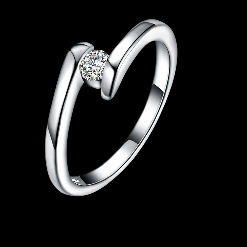 

Garilina Fashion Romantic Simple White cubic zirconia Anniversary silver color ring for women AR2241