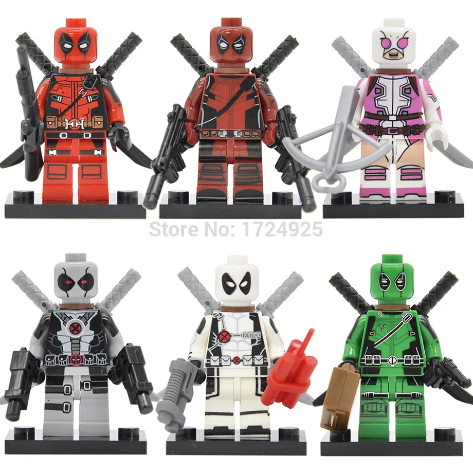 

6pcs/set Deadpool Gwenpool Figure Marvel X-man Super Hero Building Blocks Sets Odels Bricks Kids Toys