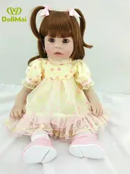 24 дюйма 58 см Настоящее Реалистичного принцессы для малышей куклы реборн силиконовая для маленьких девочек ручной работы игровой дом