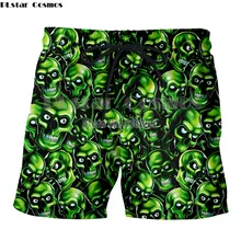 PLstar Cosmos, новинка, зеленый рисунок черепа, полиэстер, свободный размер, шорты, крутые, дешевые, мужские, женские, Пляжные штаны, спортивные