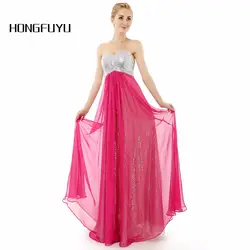 Наше Настоящее фото Abendkleider ярко розовый Милая шифон блестками vestido de festa длинное вечернее платье 2019 длина до пола z72201