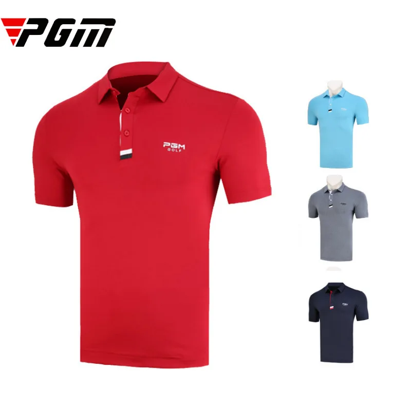 PGM 2019 جديد رجل الغولف T قميص رداء فريق الرجال الغولف قميص قصير الذكور بدوره أسفل طوق مباراة الفانيلة الترفيه قميص رياضي رجل البحرية