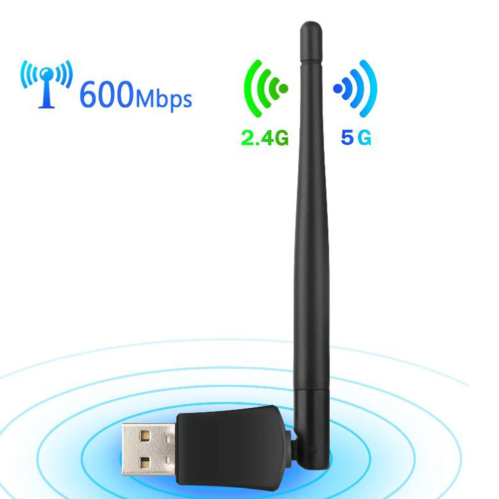

600Mbps 5/2.4Ghz Dual Band Wireless USB Wifi Dongle Adapter Lan Adapter 802.11ac/a/b/g/n for Win 7/8/10/Mac