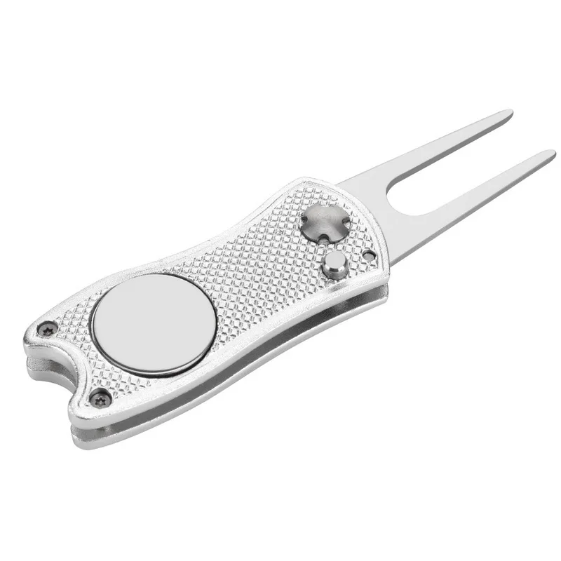 Stainless Steel Golf Divot Repair Switchblade Tool Pitch Groove Cleaner