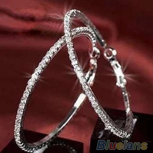 

Bluelans 1 Pair Womens Luxury Crystal Rhinestone Earring Ear Hoop Dangle