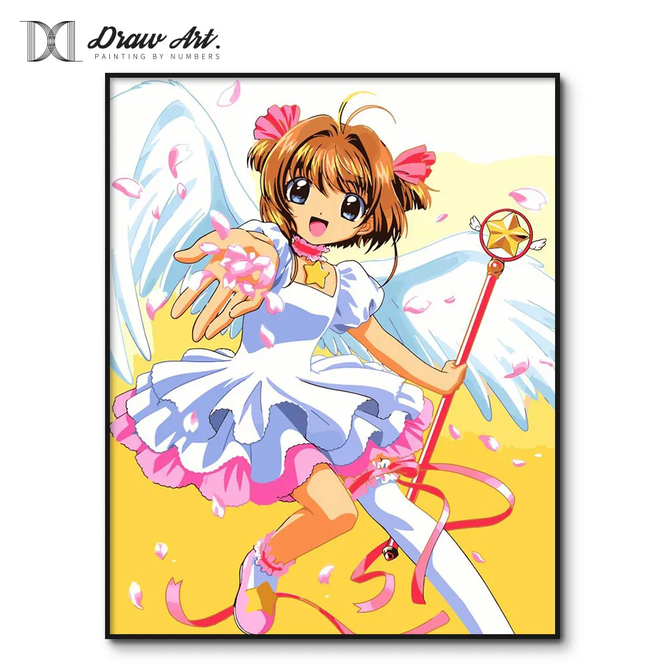 cheap card captor sakura Painting by numbers on canvas Japanese cartoon poster hand painted by numbers coloring by numbers kits