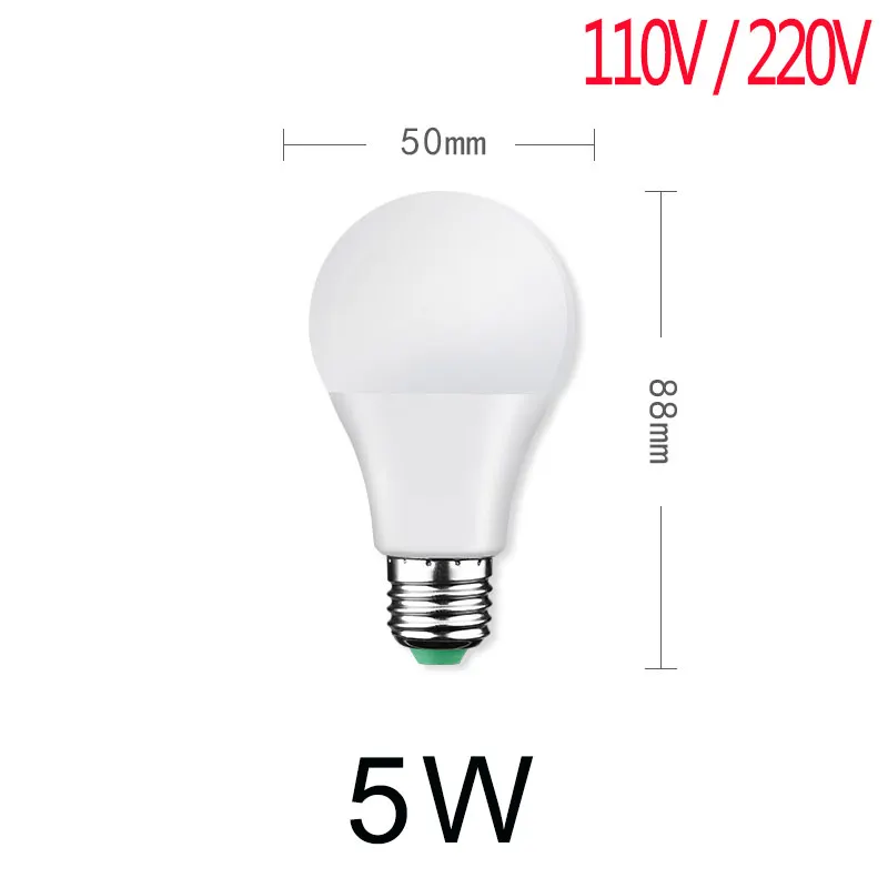 E27 светодиодный Лампа 220V мощные фонари лампочки 3 Вт 5 Вт 7 Вт 9 Вт 12 Вт 15 Вт 110 В ампулы светодиодный Bombillas холодной теплый белый прожектор - Испускаемый цвет: 5W