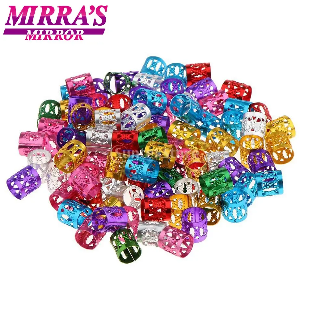 Mirra's зеркальное кольцо для волос для косичек 100 шт. смешанные бусины регулируемые косички для волос бусины дреды золотые серебряные регулируемые зажимы для манжет