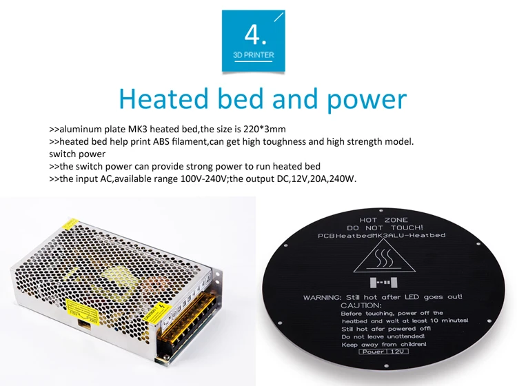 

Hot Sale Flsun 1PCS Flsun Lettino Heated Bed Kit and the Power Supply of 12V 20A