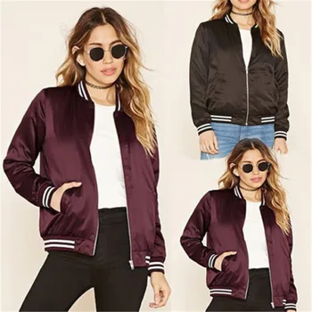 

2016 Autumn Women Jackets Long Sleeve Zipper Casual Clothes Coats Baseball Jacket Outwear For Women Autumn
